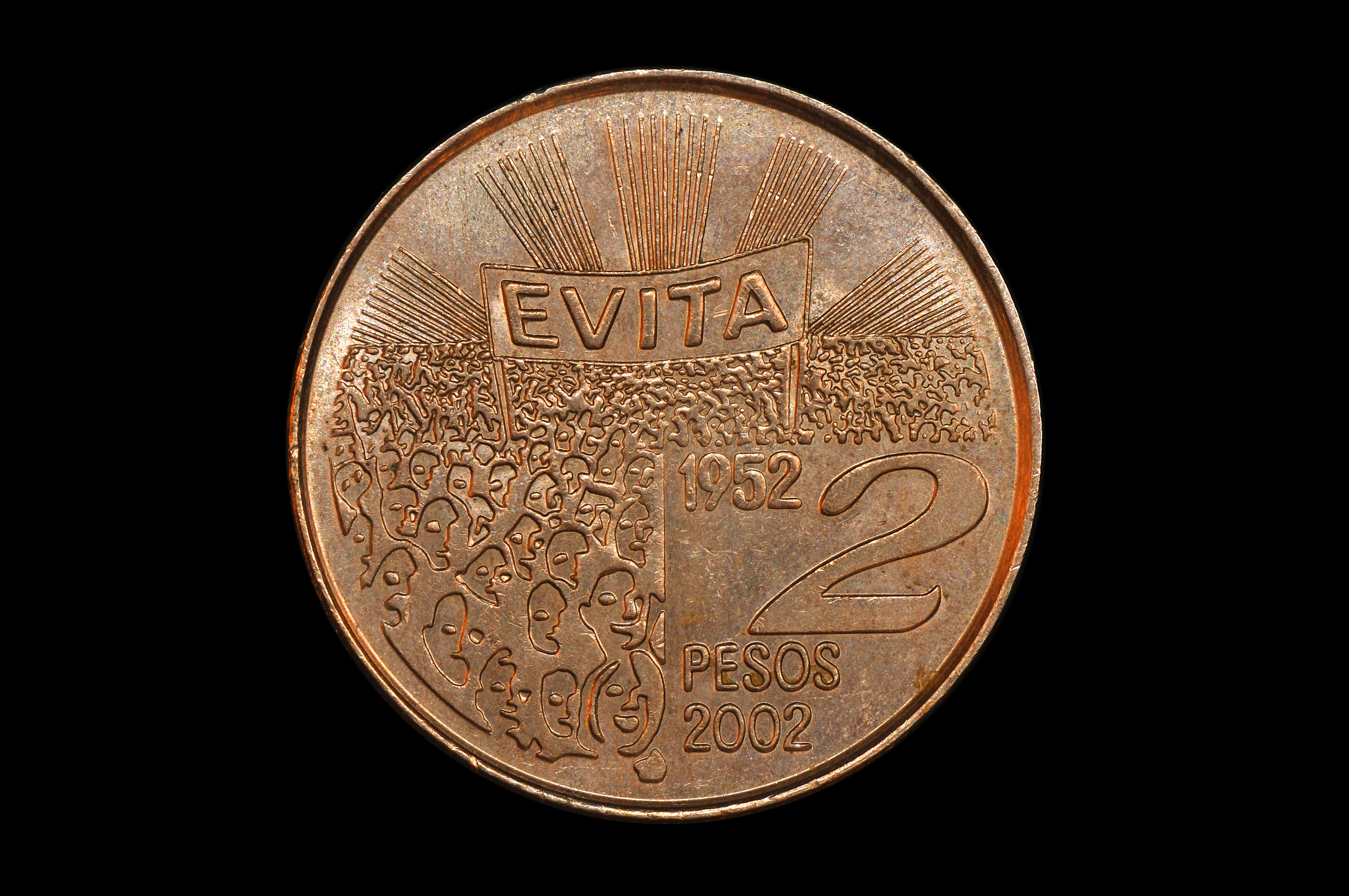 Moneda de dos pesos (Evita) (cruz)
