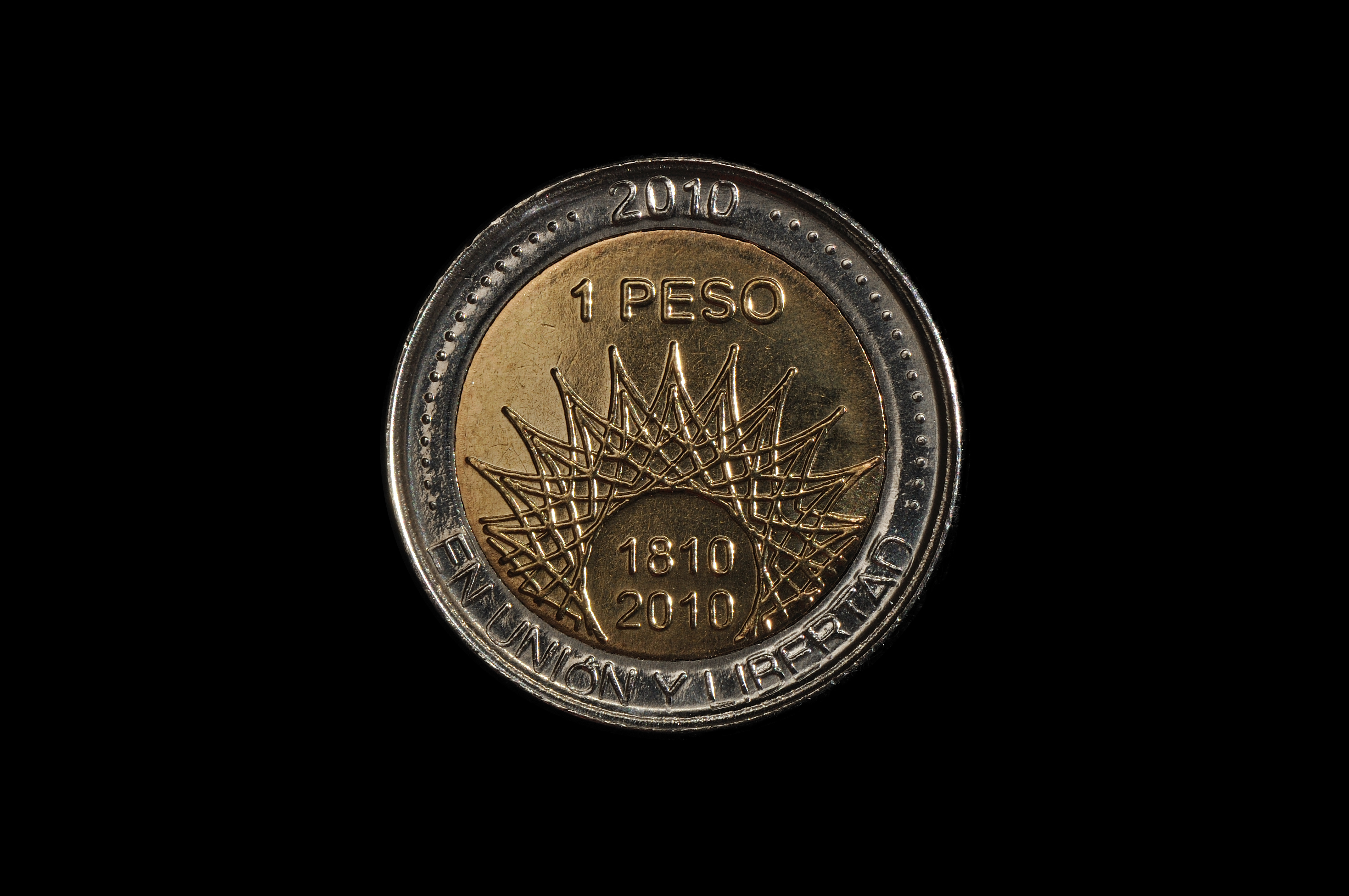 Moneda de un peso del bicentenario (El Palmar) (cruz)