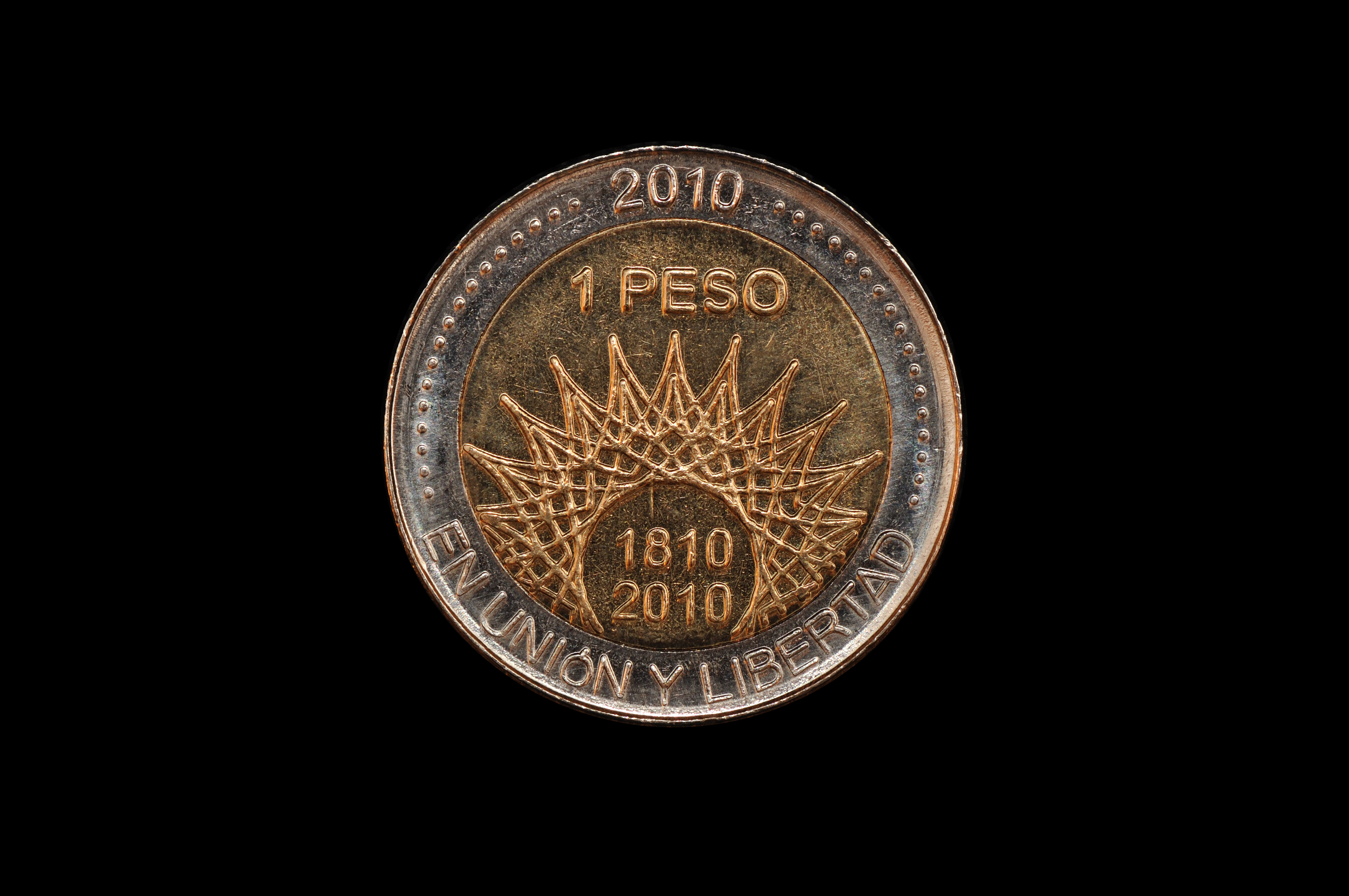 Moneda de un peso del bicentenario (Mar del Plata) (cruz)